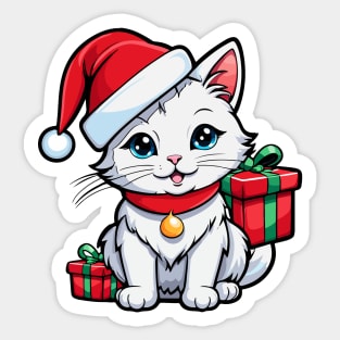 Cute santa cat Sticker